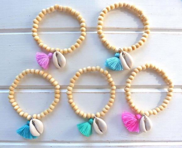 Mix de Pulseiras Madeirinhas e Franjas