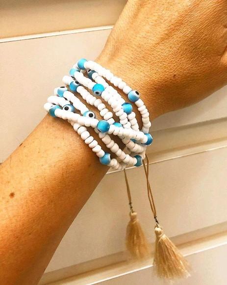 Mix De Pulseiras Miçangas e Olho Grego em Murano