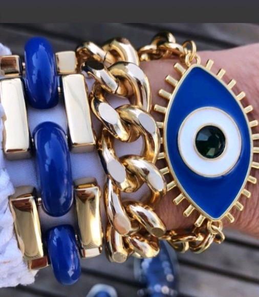 Mix de Pulseiras Proteção Olho Grego Banhado a Ouro