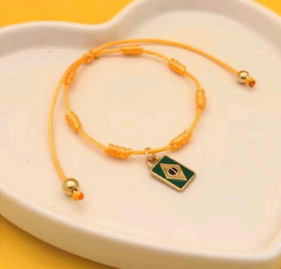 Pulseira 7 Nós Brasil Core - Pingente Bandeira do Brasil