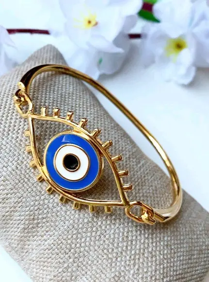 Bracelete Banhado Olho Grego Azul