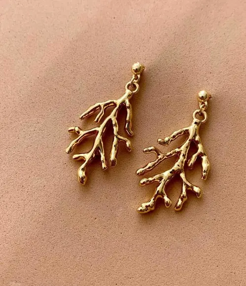 Brinco Alga Banhado a Ouro
