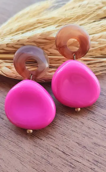 Brinco De Resina Melo - Pink