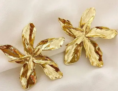 Brinco Dourado Flor Orquídea