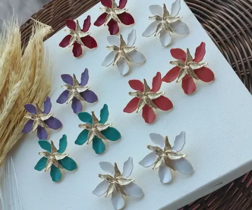 Brinco Esmaltado Orquídea Cores
