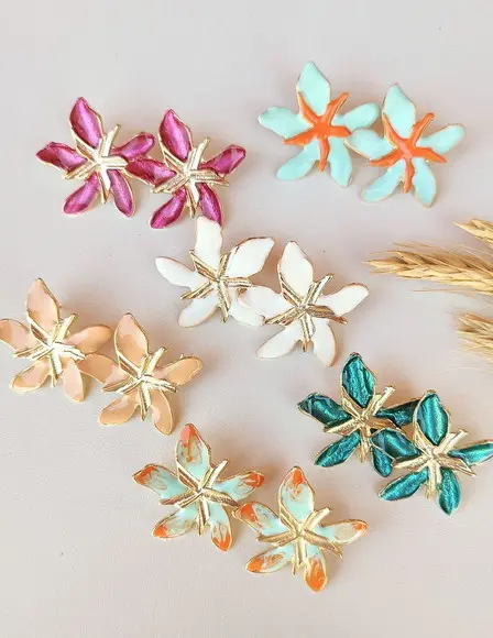 Brinco Esmaltado Orquídea Cores Primavera Verao