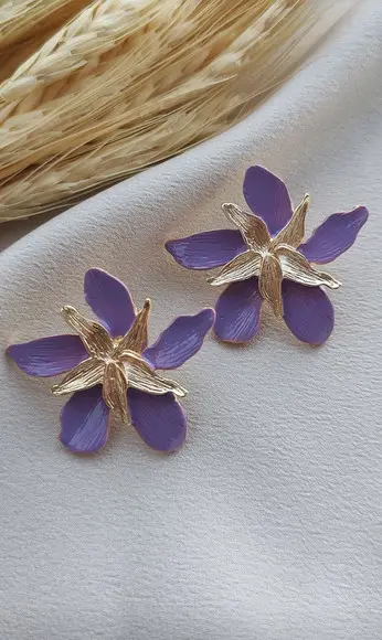 Brinco Esmaltado Orquídea Cores