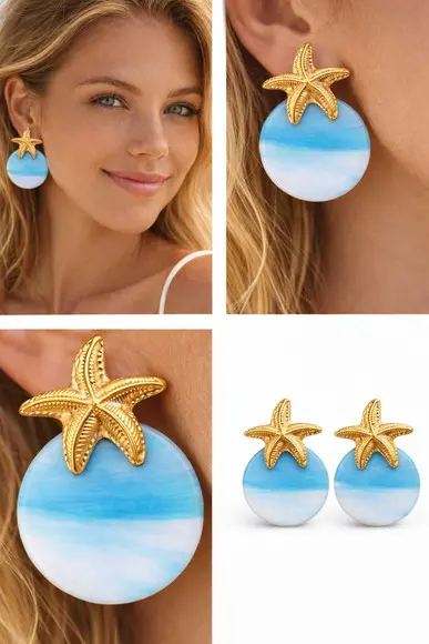 Brinco Feminino Estrela do Mar e Madreperola | Casual Leve