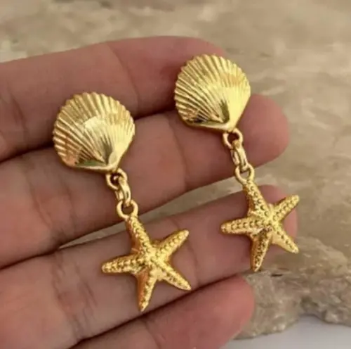 Brinco Hipoalergênico Conchas e Estrela
