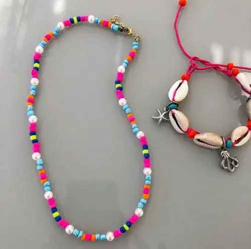 Chocker Colorida + pulseira tornozeleira
