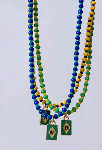 Colar Chocker Brasil com Bandeira - Valor Unitario