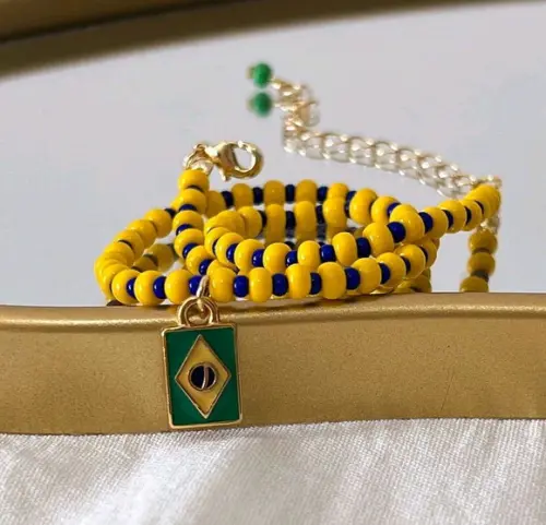 Colar Chocker Brasil com Bandeira - Valor Unitario