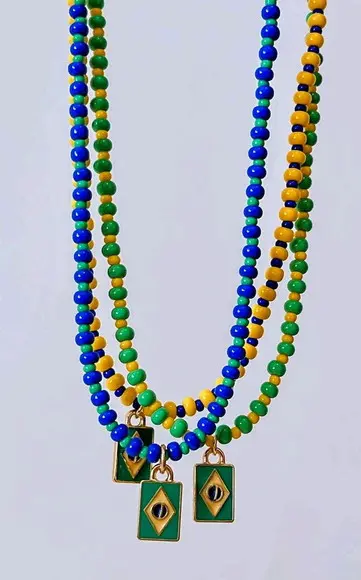 Colar Chocker Brasil com Bandeira - Valor Unitario