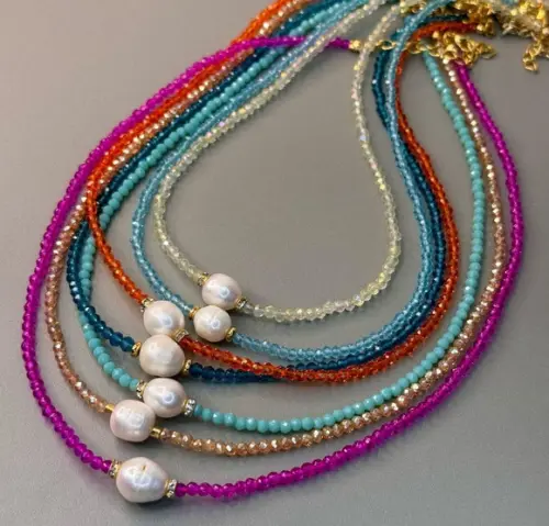 Colar Chocker Cristal Perola - Coleção Nova