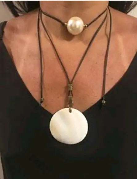 Colar Duplo Pérola e Madre Perola