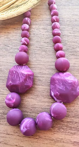 Colar Roxo Mesclado Fosco - Peça Única