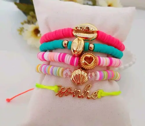 Kit de Pulseiras Coloridinhas com Fimo - Alegres