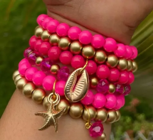 Kit De Pulseiras Rosa Pink