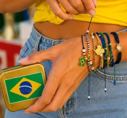 Kit Pulseiras Cristal Brasilcore Premium + Lata Colecionavel