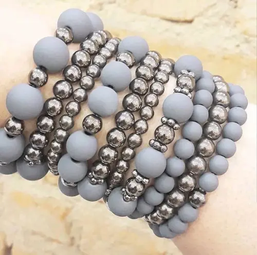 Mix De Pulseiras Cinza fosco