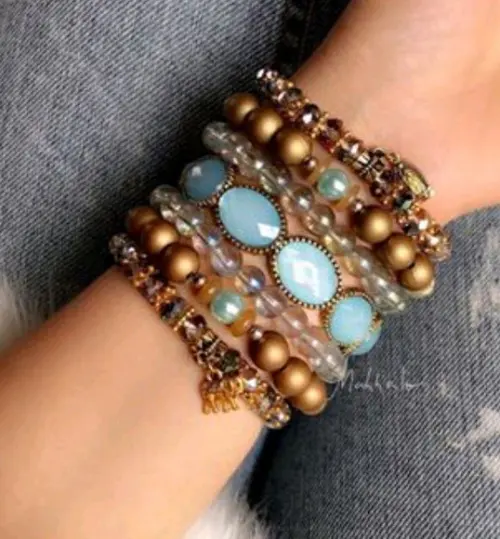 Mix de Pulseiras Cristal Deluxe - Mel e Acqua Blue