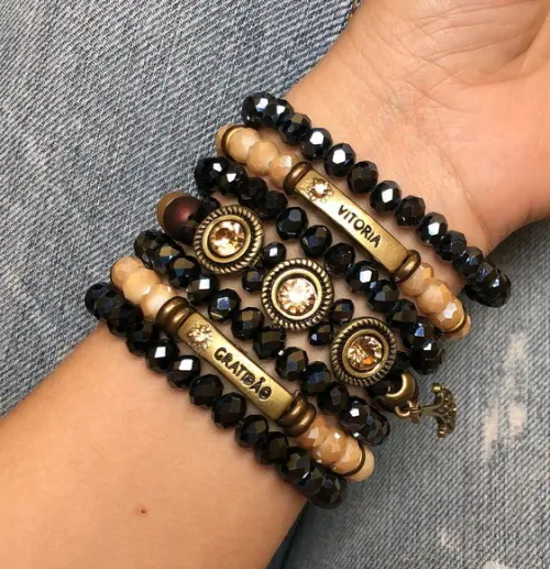 Mix De Pulseiras Cristal Mel com Grafite