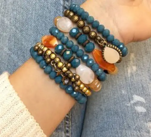 Mix De Pulseiras Cristal Petroleo
