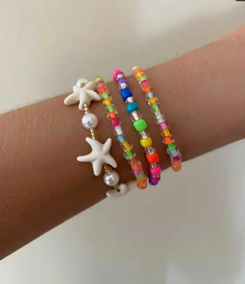 Mix de Pulseiras Estrela do Mar e Miçangas Coloridas