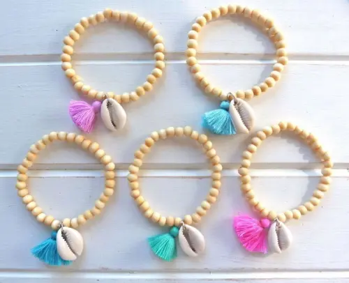Mix de Pulseiras Madeirinhas e Franjas