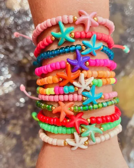 Mix de Pulseiras Giga Estrela do Mar e Miçangas Coloridas