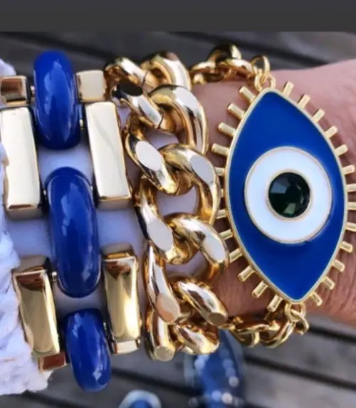 Mix de Pulseiras Proteção Olho Grego Banhado a Ouro