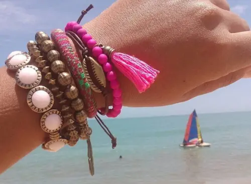 Mix Pulseira Rosa Veleiro