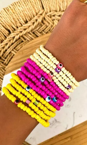 Novo Kit de Pulseiras de Micangas Coloridas Olho Grego