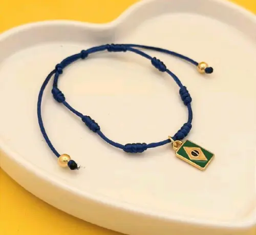 Pulseira 7 Nós Brasil Core - Pingente Bandeira do Brasil