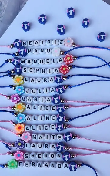 Pulseira Stitch Personalizada com Nome - Aniversário