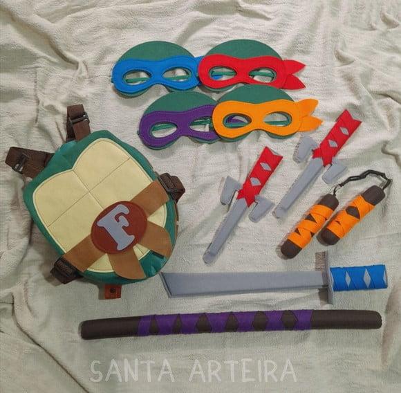 Kit Casco Tartaruga Ninja 4 em 1/ Bebês