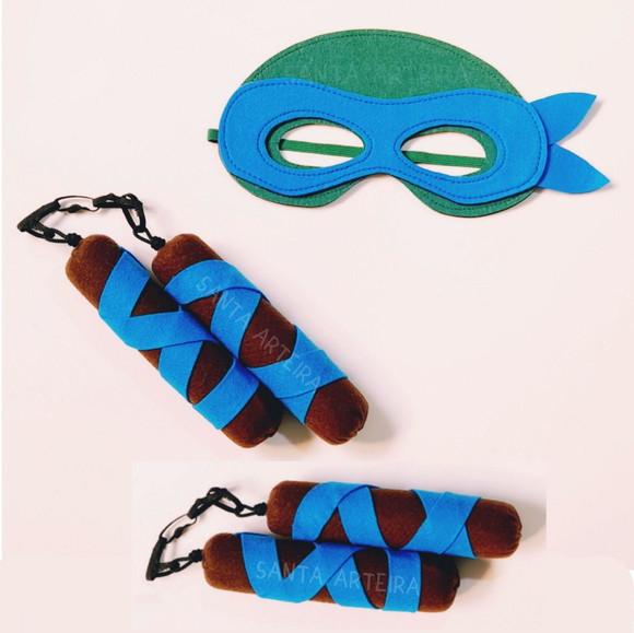 Kit Tartaruga Ninja Michelangelo com 2 Nunchaku /unidade.