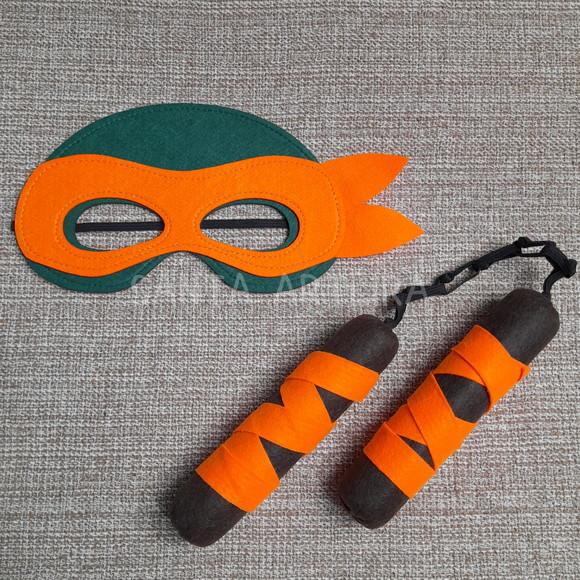 Kit Tartaruga Ninja Michelangelo com 1 Nunchaku /unidade.