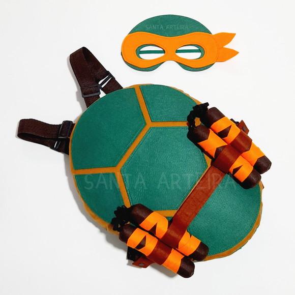 Kit Tartaruga Ninja Michelangelo com 2 Nunchakus/infantil