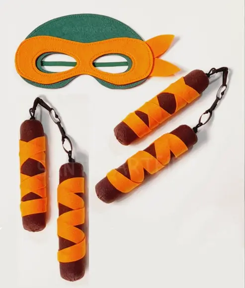 Kit Tartaruga Ninja Michelangelo com 2 Nunchaku /unidade.