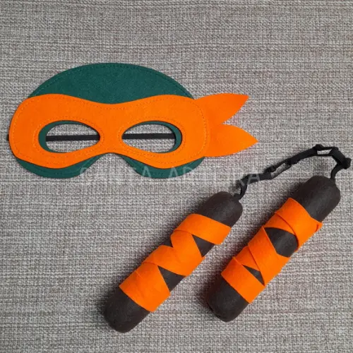Kit Tartaruga Ninja Michelangelo com 1 Nunchaku /unidade.