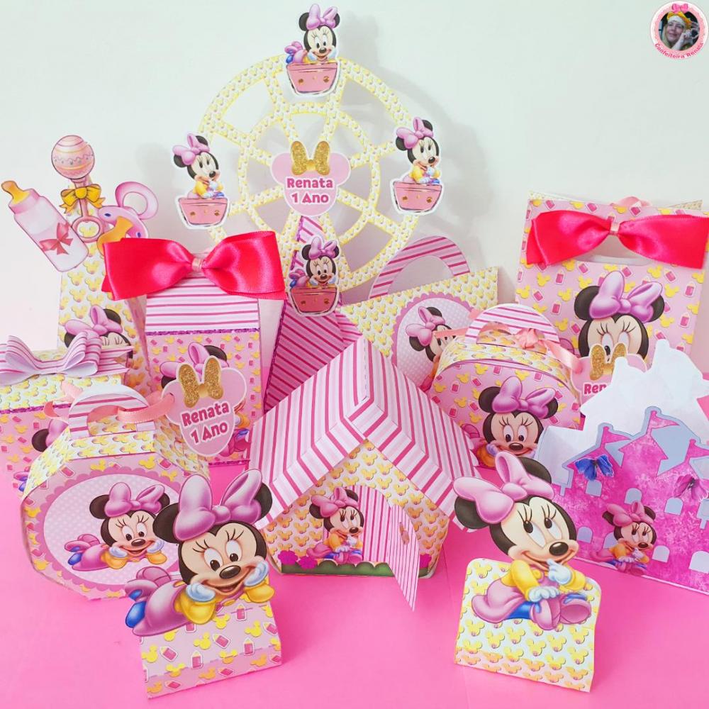 Arquivo de Corte Minnie Baby Rosa em Studio, Pdf, Png e Brinde