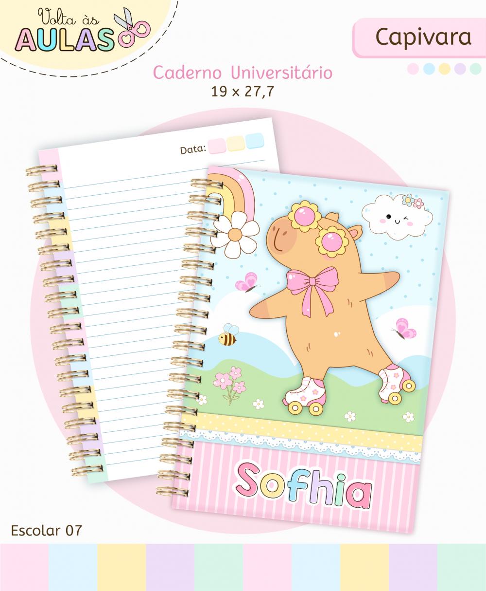 Kit Capivara Menina Volta às Aulas Arquivo Digital em PNG e PDF