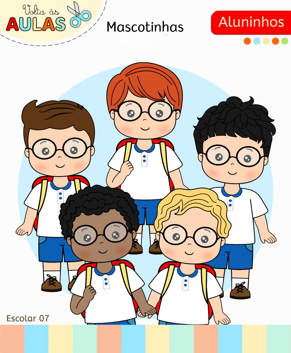 Kit Digital Aluninhos Volta às Aulas Arquivo Digital em PNG e PD