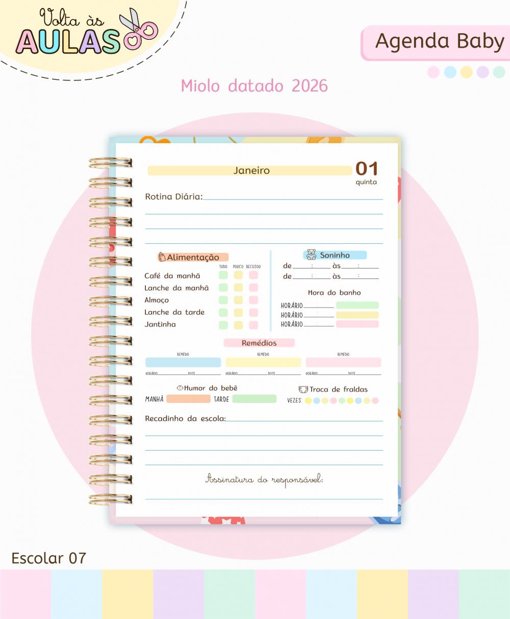 Kit Agenda Baby Arquivo Digital em PNG e PDF