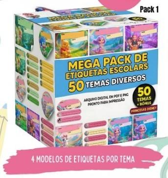 Mega Pack 50 Etiquetas Escolares Arquivo Digital em PNG e PDF