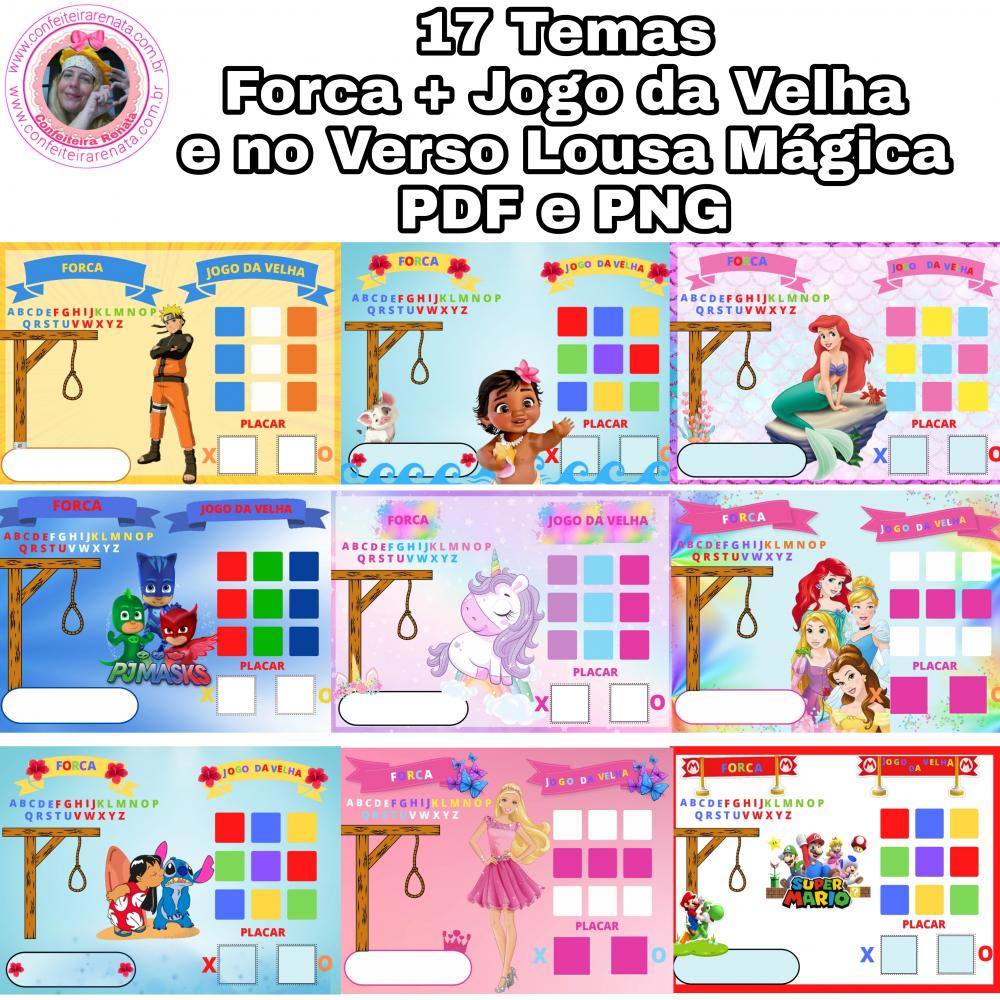 17 Temas – Forca, Jogo da Velha e Lousa Mágica em PDF e PNG