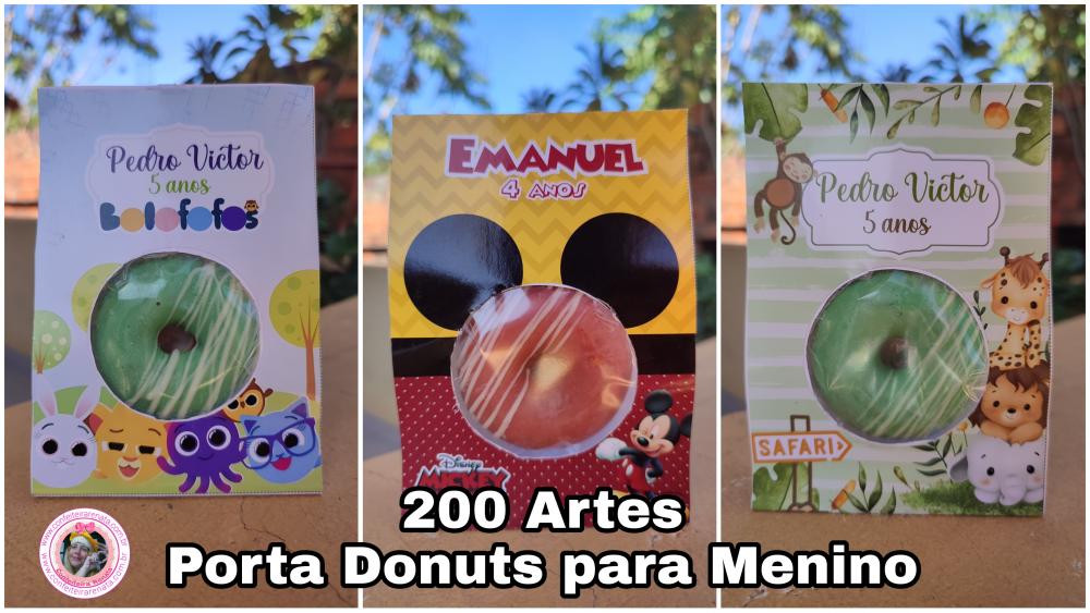 200 Artes – Lembrancinha Porta Donuts para Menino Arquivo Digit