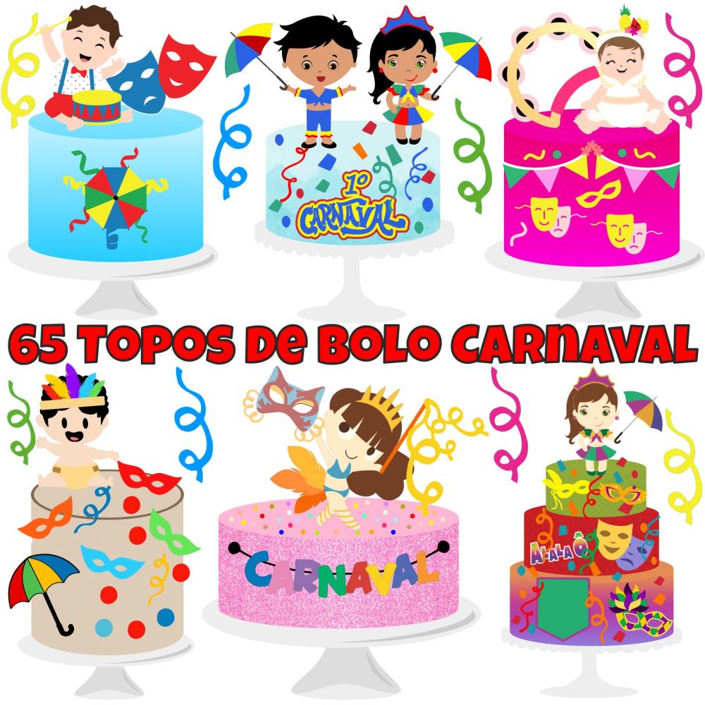 Combo 65 Topos de Bolo Carnaval Arquivo Digital Silhouette Studio