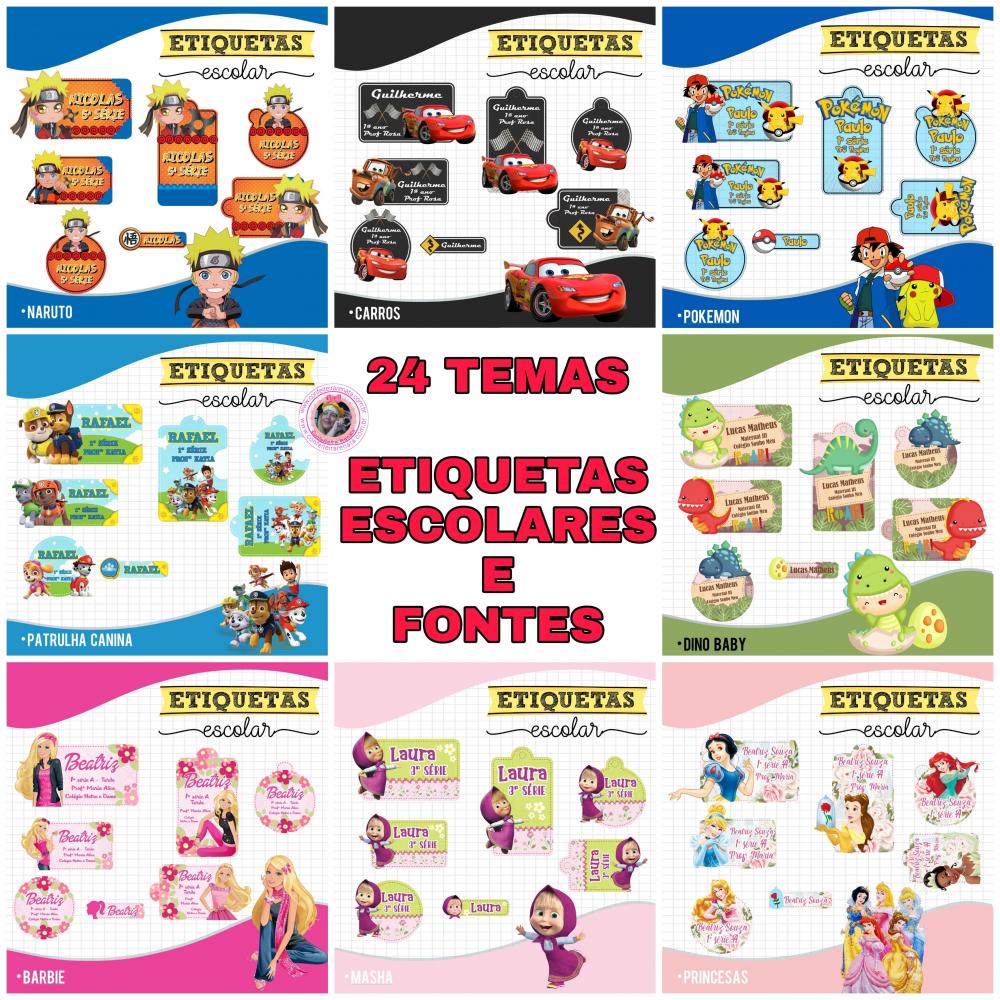 24 Temas – Combo Etiquetas Escolares / Volta às Aulas
